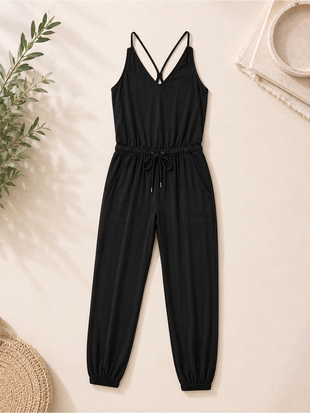 CAbi Black Sleeveless Jumpsuit XS V-Neck Spaghetti Strap Romper